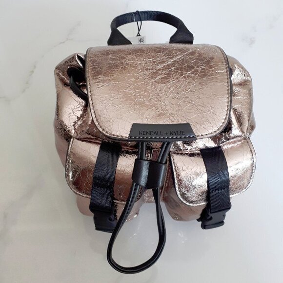 NWT Kendall + Kylie gold logo metallic backpack - Picture 4 of 5